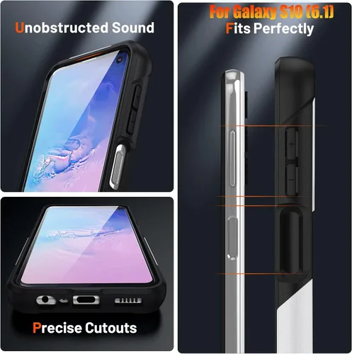 Vista 6 de Funda resistente para Samsung Galaxy S10 de 6.1 pulgadas, 4 esquinas con bolsas de aire [protección contra caídas de 12 pies], agarre texturizado