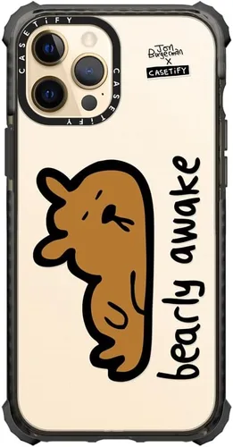 Vista 4 de Funda Ultra Impact de CASETiFY para iPhone 12 Pro Max - Bearly Awake - Negro transparente claro
