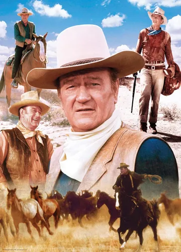 Vista 2 de MasterPieces Rompecabezas de 1000 piezas de John Wayne para adultos, familia o jóvenes, diseño de vaquero de Estados Unidos, 19.25 x 26.75 pulgadas