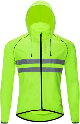 Vista 2 de WOSAWE - Chaqueta de ciclismo con capucha, ligera, cortavientos