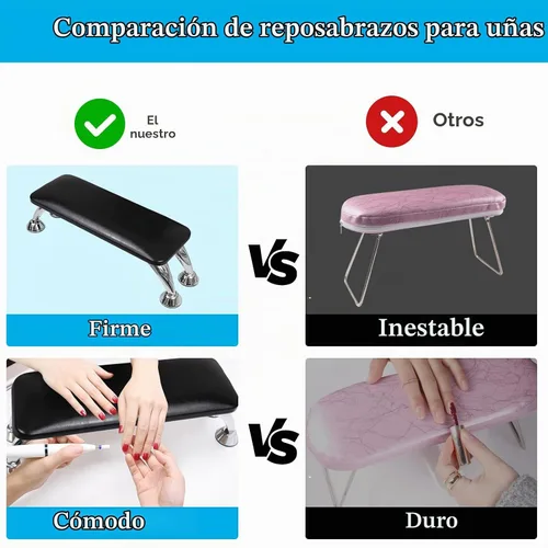 Vista 5 de Reposabrazos para tecnología de uñas, reposabrazos de uñas fácil de limpiar, reduce el dolor de espalda para tecnología de uñas, reposabrazos