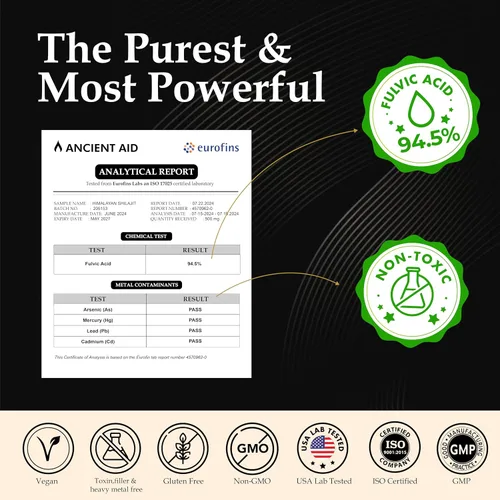 Vista 3 de El Shilajit más potente: resina Shilajit orgánica 100% pura del Himalaya 90% + ácido fúlvico 87+ minerales traza Máxima resistencia para hombres