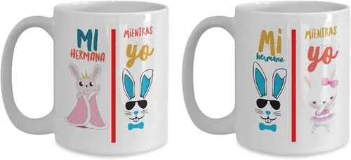 Vista 3 de Regalo para hermano Taza de cafe para hermana Perfecto regalo para navidad, graduados, profesionales y estudiantes Vaso con afirmaciones