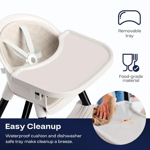 Vista 5 de Fodoss Sillas Altas de Madera Convertibles para Bebés y Niños Pequeños, Silla de Bebé Fácil de Limpiar para Comer, Trona Infantil 3 en 1