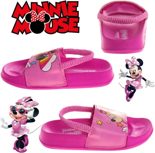 Vista 5 de Disney Minnie Mouse, Encanto, Mickey, Lightning McQueen, Frozen Elsa Anna Girl - Sandalias de verano para niños con correa trasera para la playa