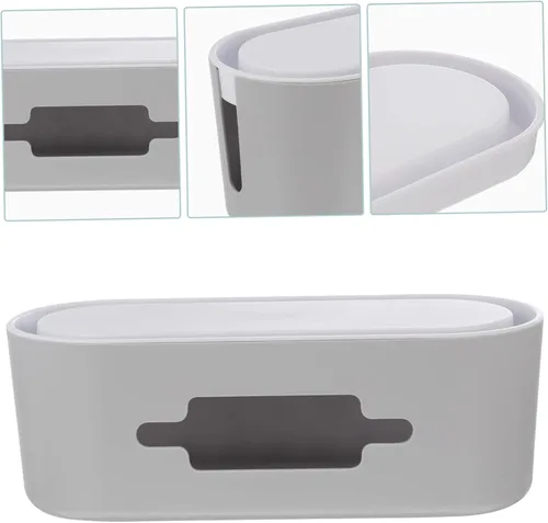 Vista 8 de Caja organizadora de cables y soporte de almacenamiento de cables, diseño de disipación de calor, evita el acceso de mascotas, multiusos, simple Gris