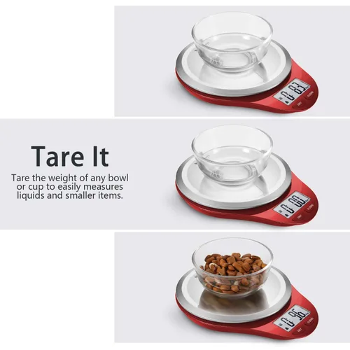 Vista 4 de Báscula de alimentos, NUTRI FIT básculas de cocina digitales con peso en gramos y onzas, plataforma grande de acero inoxidable para hornear, cocinar