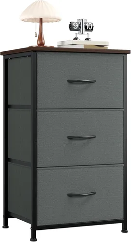 Vista 26 de Somdot - Cómoda para dormitorio con 3 cajones, organizador de almacenamiento con cajones de tela con contenedores de tela removibles para armario