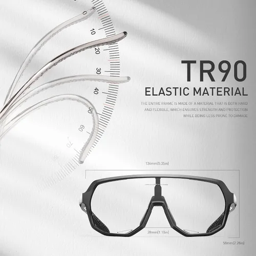 Vista 5 de KAPVOE Gafas de ciclismo fotocromáticas para hombres y mujeres, gafas de sol de bicicleta de montaña, gafas deportivas con protección UV