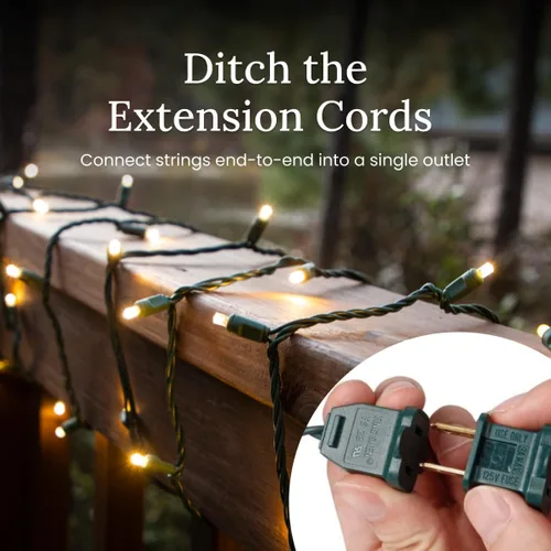 Vista 6 de Luces LED de Navidad Pro – 50 unidades de luces de cadena cónicas de ángulo amplio – Juego de luces festivas profesionales para interiores