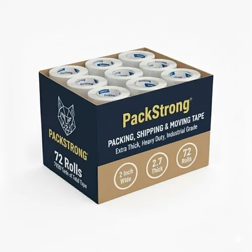 Vista 18 de Packstrong - Cinta de embalaje transparente de grado industrial 12 rollos - 110 yardas por rollo - 2" de ancho x 2 mil de grosor, cinta adhesiva