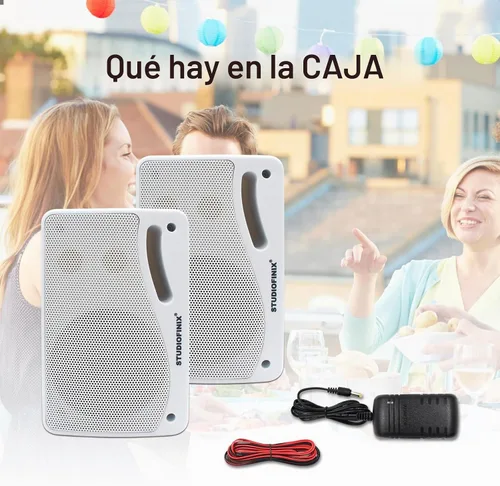Vista 7 de STUDIOFINIX Altavoces Bluetooth al Aire Libre de 3.5 Pulgadas Impermeables con Cable, Altavoces de Pared de 3 Vías de 200W de Calidad Premium, Ideal