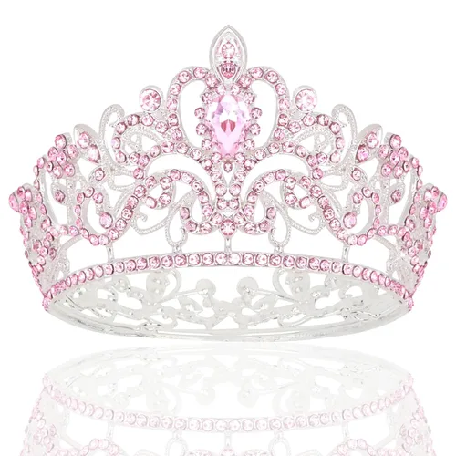 Vista 14 de CIEHER Corona pequeña negra para niñas, tiara de princesa, decoración de pastel de cumpleaños