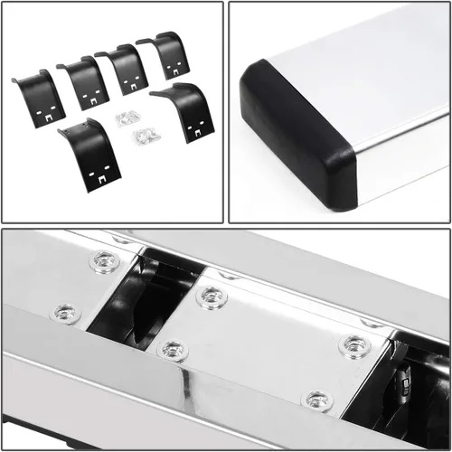 Vista 4 de DNA MOTORING Estribos de 5 pulgadas compatibles con Ram 1500 Crew Cab 2011-2018 de 4 puertas, barras Nerf de acero inoxidable con escalón lateral