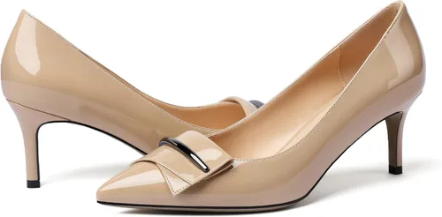Vista 4 de Mettesally Zapatos de tacón de gatito para mujer, punta cerrada, cómodos, tacones medios, sin cordones, para boda, fiesta, casual, oficina