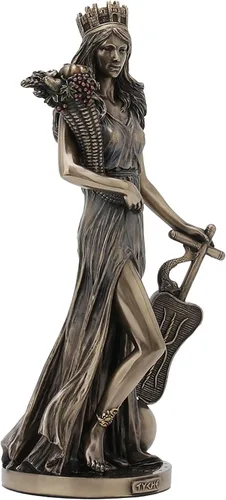 Vista 2 de Diseño Veronese Estatua de Tyche de 28,6 cm de la diosa griega de la fortuna y la prosperidad, resina de bronce fundido en frío, decoración