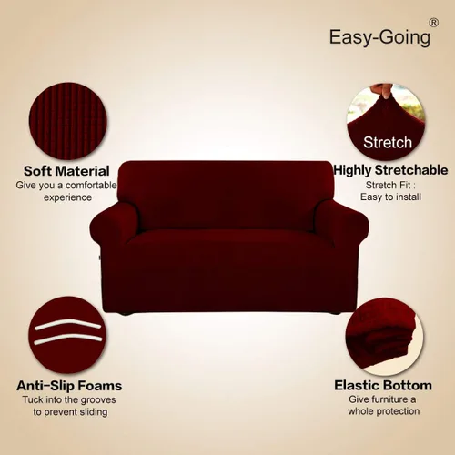 Vista 240 de Easy-Going - Funda elástica sobredimensionada para sofá, 1 pieza, protector muebles, suave, parte inferior elástica, para niños, tela jacquard