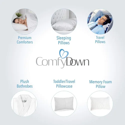 Vista 7 de ComfyDown Juego de almohada decorativa de 22 x 22 y 24 x 24 pulgadas, relleno de plumas y plumas, funda 100% algodón de 233 hilos, relleno