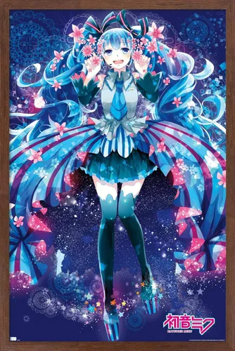 Vista 7 de Hatsune Miku - Póster de pared de flores, 34 pulgadas de largo x 22.4 pulgadas de ancho, versión premium sin marco