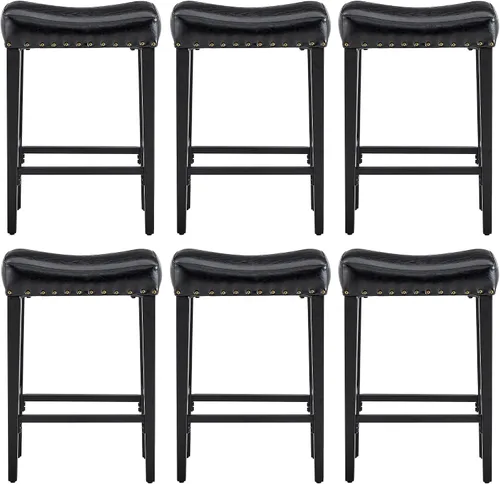 Vista 10 de Hommoo Juego de 2 taburetes de bar de 25 pulgadas de altura de mostrador para cocina, taburetes modernos de isla con espalda descubierta y sin