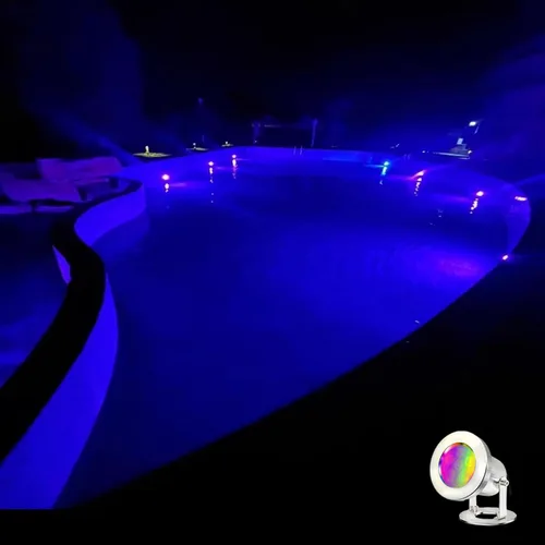 Vista 4 de Luces LED para Estanque con Control Remoto, 6W SS316 de Acero Inoxidable RGB Luz de Fuente Subacuática IP68 Impermeable Luces Subacuáticas