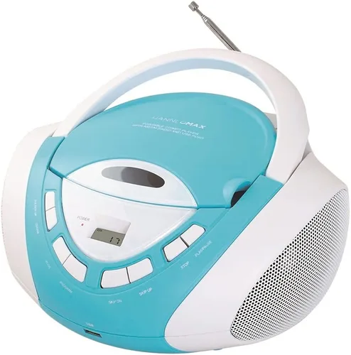 Vista 5 de HANNLOMAX HX-320CD CD/MP3 Boombox, radio AM/FM, puerto USB para reproducción de MP3, entrada auxiliar, pantalla LCD, fuente de alimentación dual
