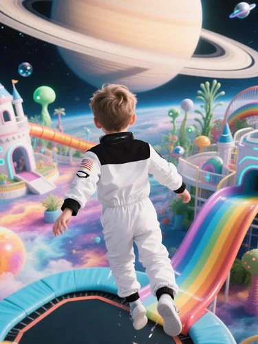 Vista 5 de Cuteshower Disfraz de astronauta para niños y niñas, overol espacial
