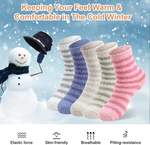 Vista 6 de FYC - Calcetines de invierno, para mujer, cálidos, de lana suave y gruesa, regalo de Navidad, calcetines deportivos acogedores, regalo para mujer