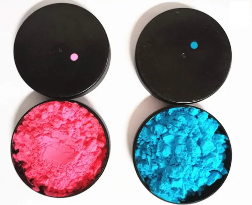 Vista 2 de Discos de hockey para fiesta de revelación de género – Discos de hockey sobre hielo rosa y azul, suministros para fiesta de revelación de género