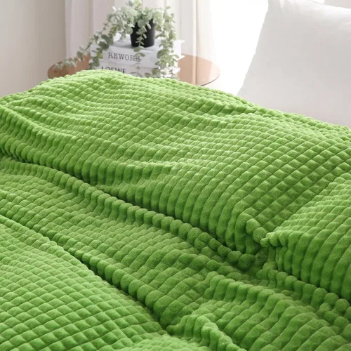 Vista 4 de Puncuntex - Manta de franela y vellón, supersuave, mullida y acogedora, con diseño de cuadrícula cuadrada, de lujo, para sofá, sillón, silla