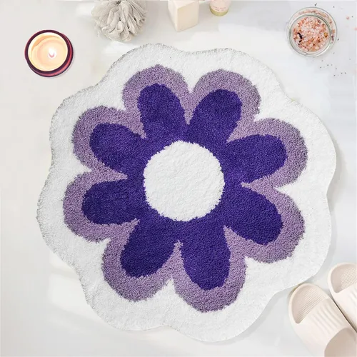 Vista 11 de YRXRUS Alfombra de baño de flores, alfombra de baño azul, tapetes de baño de belleza, alfombra de baño de microfibra ultrasuave, alfombra de flores