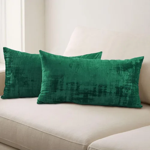 Vista 37 de Home Soft Things Juego de 2 fundas de almohada de terciopelo texturizado, 14 x 26 pulgadas, color verde azulado profundo, fundas decorativas