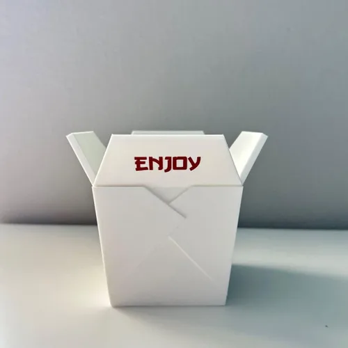 Vista 5 de Maceta para Plantas de Interior, Caja China para Llevar Blanca con Dos Palillos (Gratis) Impresa en 3D - Maceta Única para Interior con Orificio