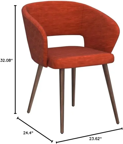Vista 3 de Ottomanson Juego de 2 sillas de comedor, color naranja Palermos Palermos Naranja Con Patas De Madera