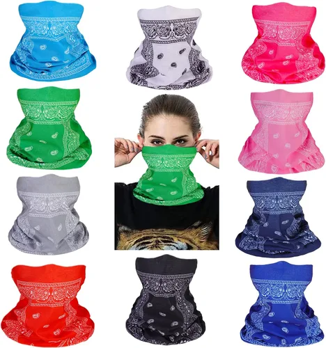 Vista 5 de Mascarillas de Polaina para el Cuello, Bufanda en Tubo, Bandanas Sin Costuras, Pañuelos para el Rostro, Cubierta Multiusos para la Cabeza