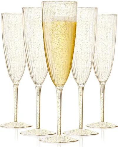 Vista 8 de Copas de Champán de Plástico, 36 PCS Copas de Vino Desechables Transparentes Vasos de Cóctel de Plástico Reutilizables para el Hogar Vida Diaria
