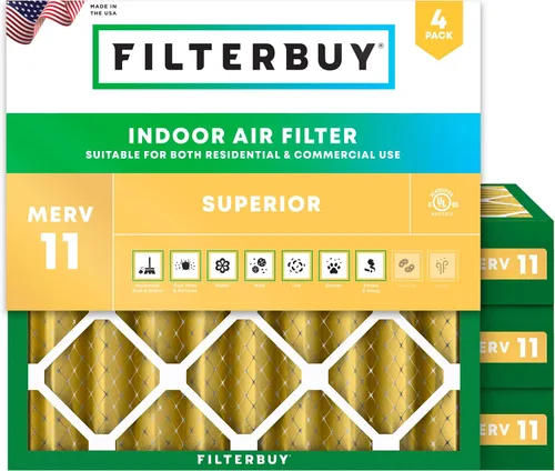 Vista 34 de Filterbuy Filtro de Aire 12x12x1 pulgadas MERV 11 Defensa Superior contra Mascotas y Alergias (Paquete de 4), Filtros de Reemplazo Electrostáticos