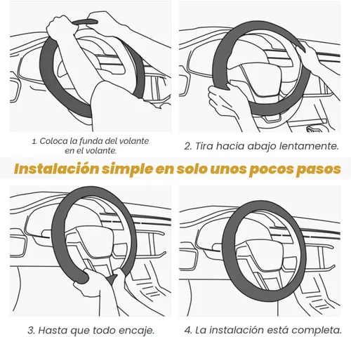 Vista 4 de Moly Magnolia Funda universal para volante de fibra de carbono, de 15 pulgadas, transpirable, antideslizante, negra, de cuero y fibra de carbono