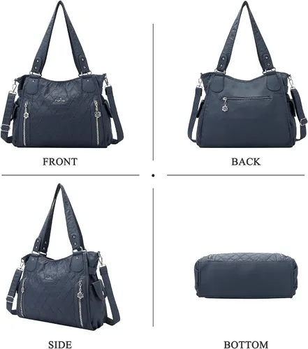 Vista 5 de Bolso de hombro para mujer, con asa superior, espacioso, casual, para mujer, de poliuretano