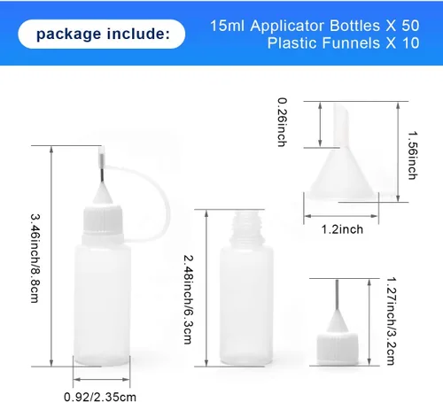 Vista 2 de Adecco - Botella aplicadora de punta de precisión, botellas aplicadoras de pegamento, 50 botellas aplicadoras de punta de precisión de 0.5 onzas