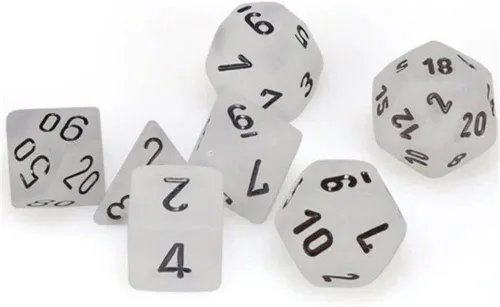 Vista 2 de Chessex CHX27401 Juego de dados esmerilado transparente/negro