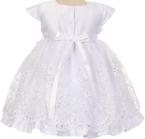 Vista 4 de BluNight Collection Vestidos de capó para bautizo y bautizo para niñas pequeñas