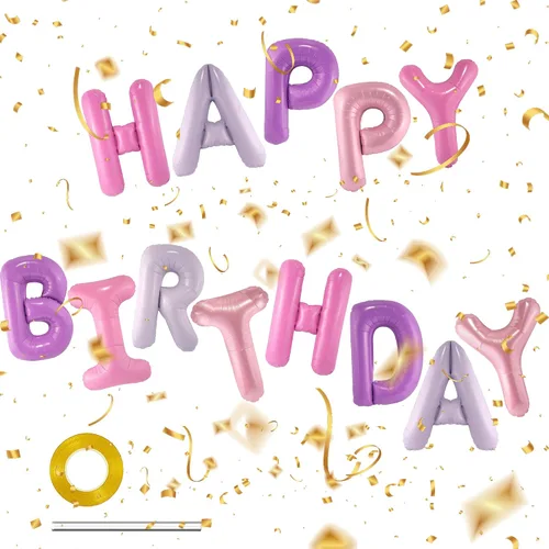 Vista 24 de CANREVEL Cartel de feliz cumpleaños, 13 letras de papel de aluminio de Mylar de 16 pulgadas, decoraciones de fiesta de cumpleaños para niños