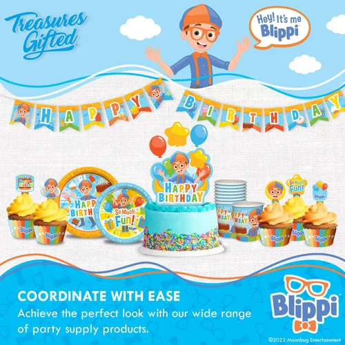 Vista 6 de Treasures Gifted Platos de postre Blippi con licencia oficial de 8 unidades – 7 pulgadas – Platos de fiesta Blippi – Suministros para fiesta