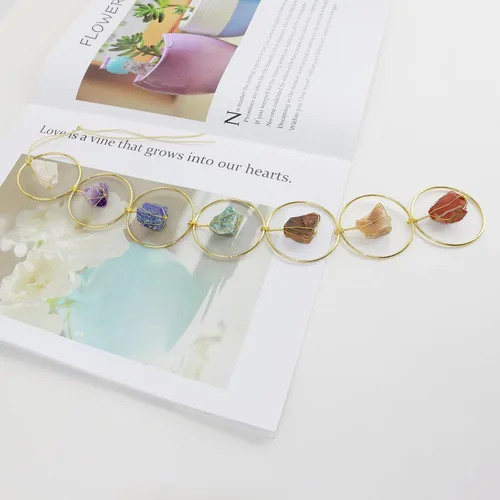 Vista 7 de Adornos colgantes hechos a mano con piedras preciosas naturales, 7 chakras, de cristal, Feng Shui, adornos para decoración del hogar, decoración