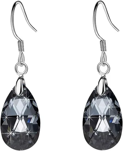 Vista 50 de Aretes colgantes de cristal austriaco con forma de lágrima para mujer, joyería hipoalergénica de plata de ley 925