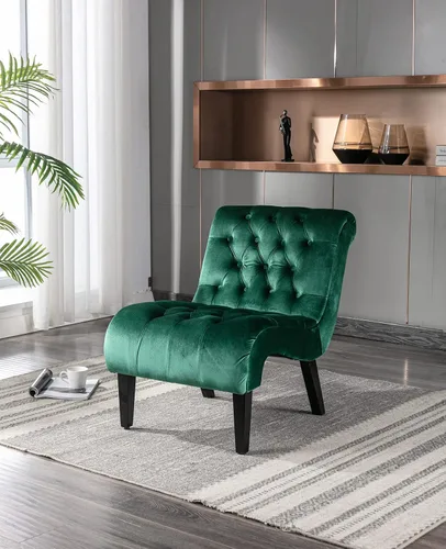 Vista 16 de Sillón decorativo de terciopelo para sala de estar, silla de ocio moderna con respaldo copetudo, silla auxiliar sin brazos para interiores, sillas