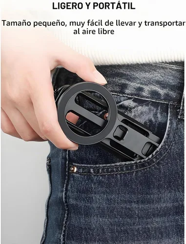 Vista 5 de Trípode magnético para iPhone 16/15/14/13/12 Plus Pro Max, trípode de aluminio mini Magsafes para iPhone y Magsafes, diseño de doble cara, tornillo