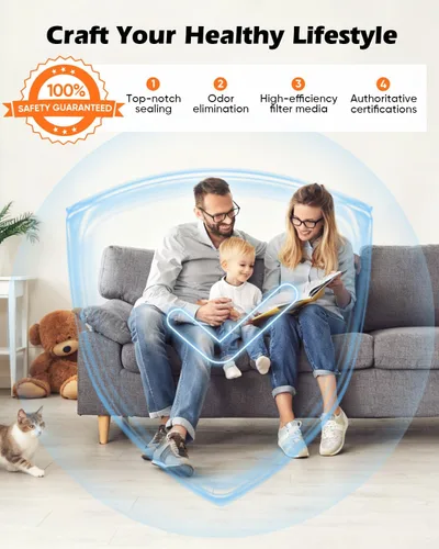 Vista 8 de JVO Purificador de aire para el hogar de mascotas – Cubre habitación grande de 2400 pies cuadrados, con filtro lavable y pantalla PM2.5, filtro