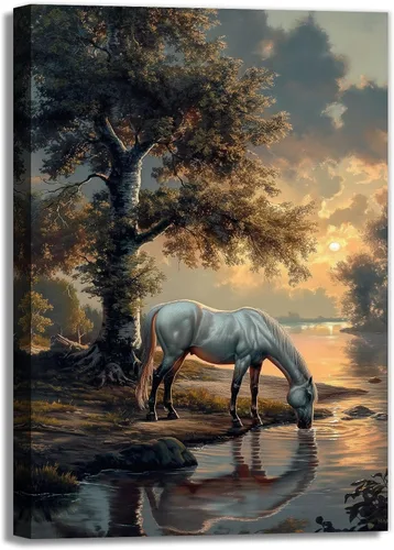 Vista 7 de Lienzo de animales para pared, póster de acuarela de vaca de las tierras altas, paisaje colorido de pastizales, pintura de agua potable, obra